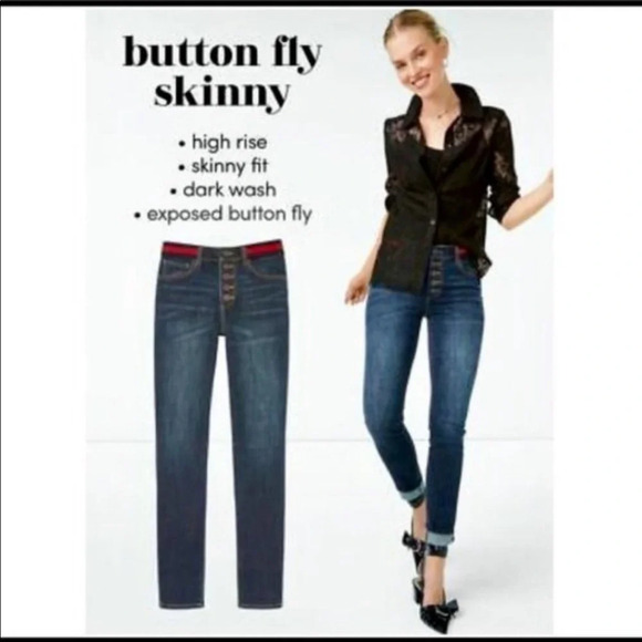 Cabi Skinny Jeans Dark Wash Button Fly High Rise - Picture 2 of 11